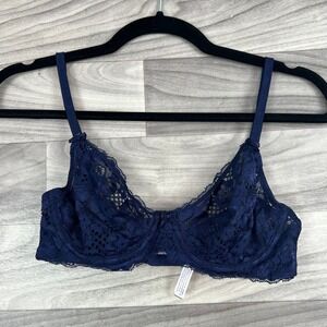 Adored By Adore Me Bra Women's‎ 34D Blue Chelsey Floral Lace Underwired Stretch